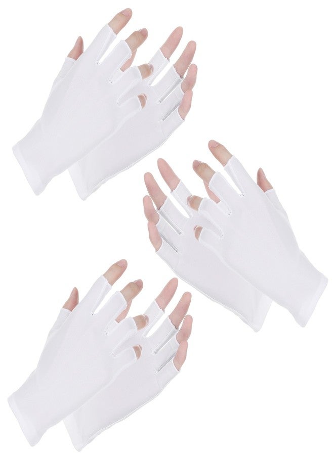ValueBargain 3 Pairs Cotton Gloves for Dry Hands Sleeping, White Thin Fingerless Cotton Moisturizing Gloves Overnight for Dry Hands, Without Fingertips Design Touchscreen-Friendly, Moisturizing & Spa for Sleeping - Image 1